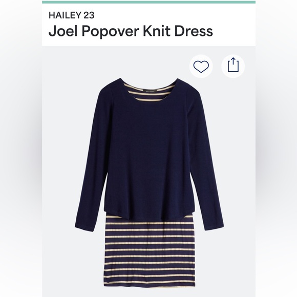 hailey 23 Dresses & Skirts - HAILEY 23 Joel popover knit dress size M blue ivory striped Stitchfix